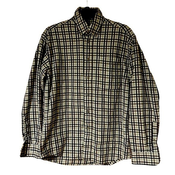 Marshall Fields Vtg Heavyweight‎ Flannel Shirt Brown Plaid Mens Medium Cotton - Picture 1 of 11